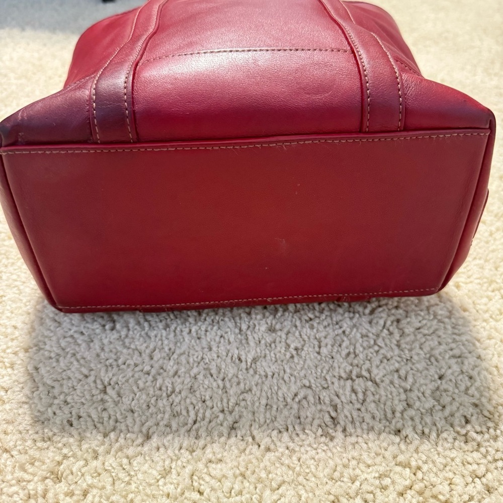 Vintage Coach Red Leather Tote Bag 5187 - Picture 6 of 8